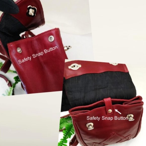 WHY Vintage Burgundy Red Genuine Leather Backpack Silver-tone Turn lock … - Picture 8 of 13